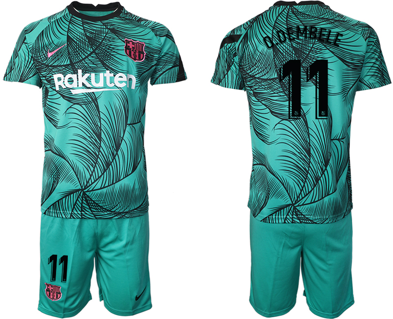 Men 2021 Barcelonagreen training suit #11 soccer jerseys->barcelona jersey->Soccer Club Jersey